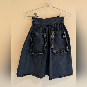 Yellow Pelota Girls Denim Patch Pocket Ruffle W/ Trim Skirt